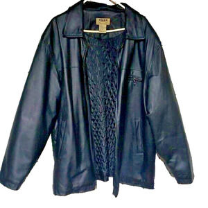 Vintage Duke Haband Black Leather Jacket Men’s XL Quilted Lining Pockets